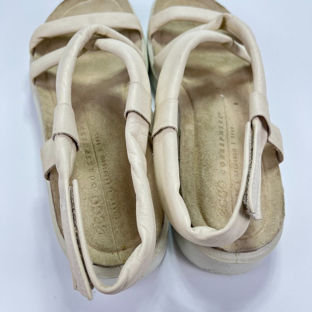 Ecco Corksphere Beige Limestone Open Toe Slip On Strappy Sandals Women 9-9.5 - Picture 8 of 11